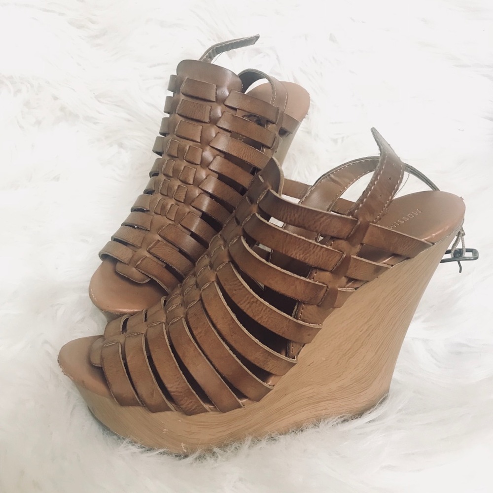 Cognac Platform Wedges